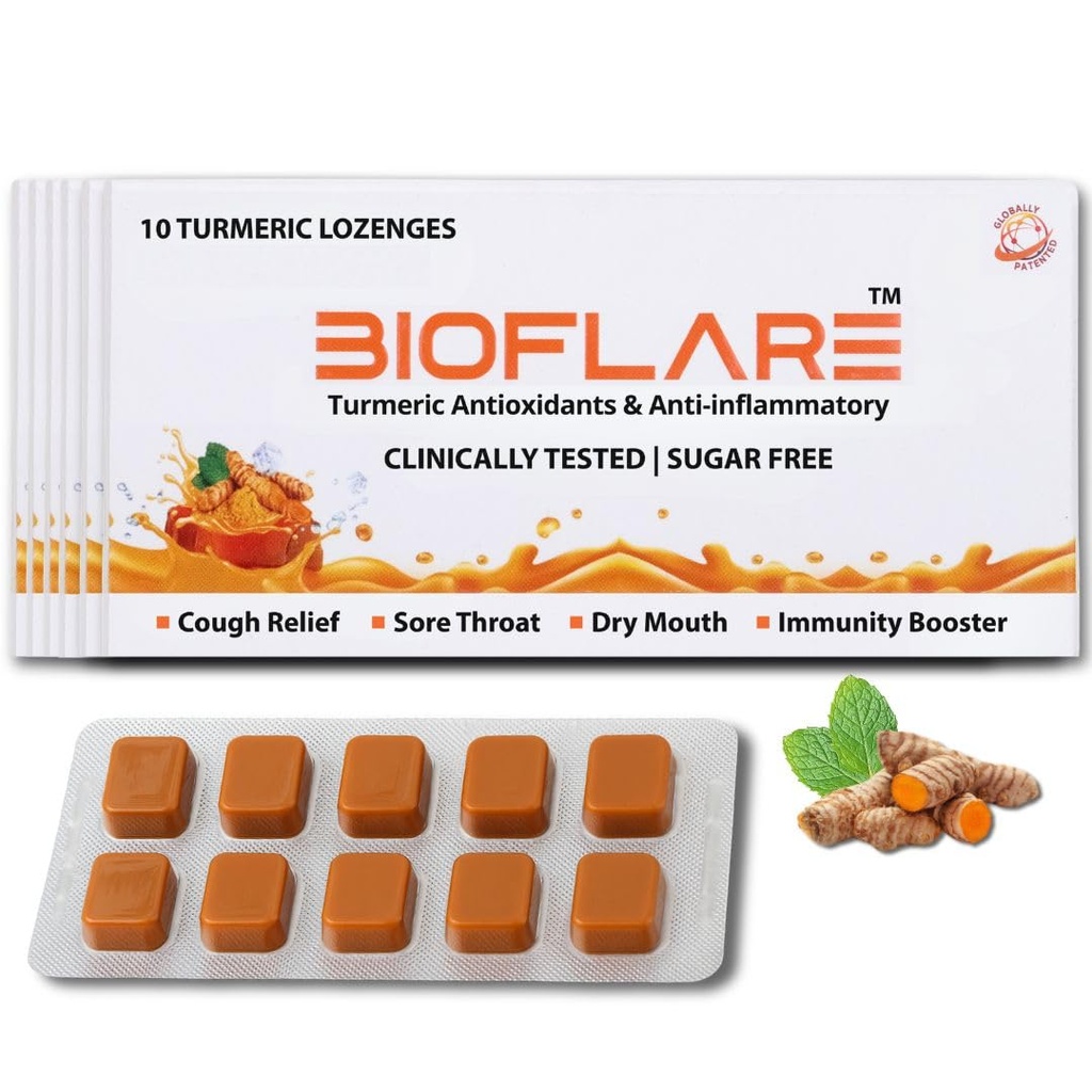 Turmeric Lozenges – Sugar Free Cough Drops für Erwachsene, Sore Throat Relief & Dry Mouth Lozenges – Turmeric Curcumin Supplement, Anti Inflammatory Support, Cough Suppressant (6-Pack/60 Count)