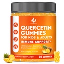 Zuckerfreies Quercetin mit Bromelain-Gummien für Kinder & Erwachsene - Immune, Antioxidans, Saisonale Unterstützung, 1000mg Quercetin Ergänzungen mit Bromelain, Zink, Elderberry, Vitamin C D3 E, Vegan, 60 Graf