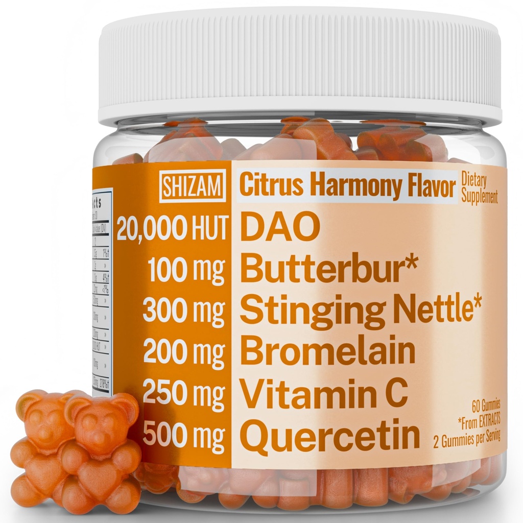 SHIZAM DAO Bromelain Enzyme Gummies con Butterbur Quercetin Sting Nettle Root Extract, DAO Diamine Oxidase Enzyme, Powder Tincture Tablet Tea Alt Supplement, Leaf 500mg