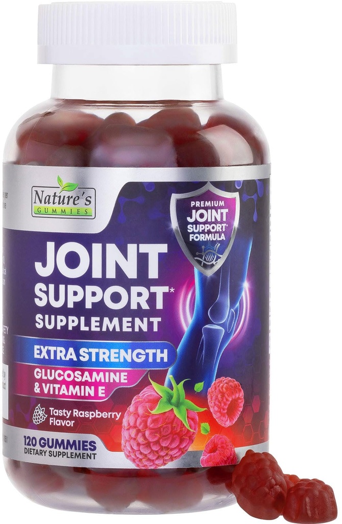 Integratore di supporto congiunto - Gomma Glucosamina Extra Forza Supporta Giunti Salute e Flessibilità per Indietro, Ginocchiere, Mani - Supporto Naturale Vitamina E Immune - Migliori Gummies per Donne &amp; Uomini - 120 Gummies