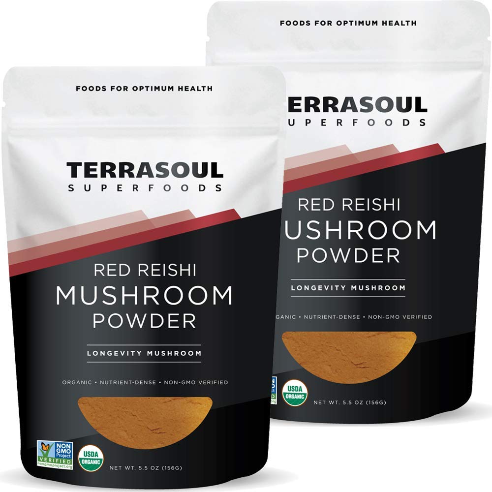Terrasoul Superfoods Bio Reishi Pilzpulver (4:1 Extrakt), 11 Oz (2 Packung) - Immune Boosting | Kaffee Enhancer | Tiefer Schlaf