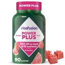 Vitafusion Power Plus Femmes Multivitamine Gummies, 100 % de la valeur quotidienne ou plus de 10 nutriments, aide à soutenir Nerve, Métabolisme énergétique, Bone & Immune Santé, Fraise et pastèque Flavor, 90 Compte