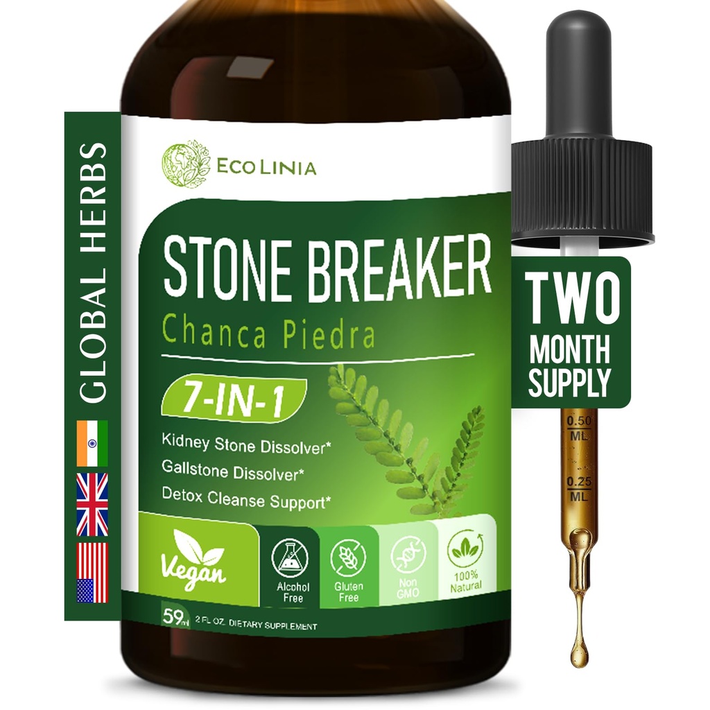 Breaker en pierre Chanca Piedra Extract Drops, Rénal naturel Pierre & Gallstone Dissolver, Detox Cleanse Support, supplément à base de plantes avec racine de gravier et plus 2 oz