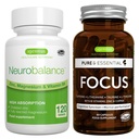 Neurobalance + Focus Brain Booster Vegan Bundle, High Absorption Zinc Magnesium & B6 + Caffeina, Aminoacidi & Methylated B-Vitamins, di Igennus