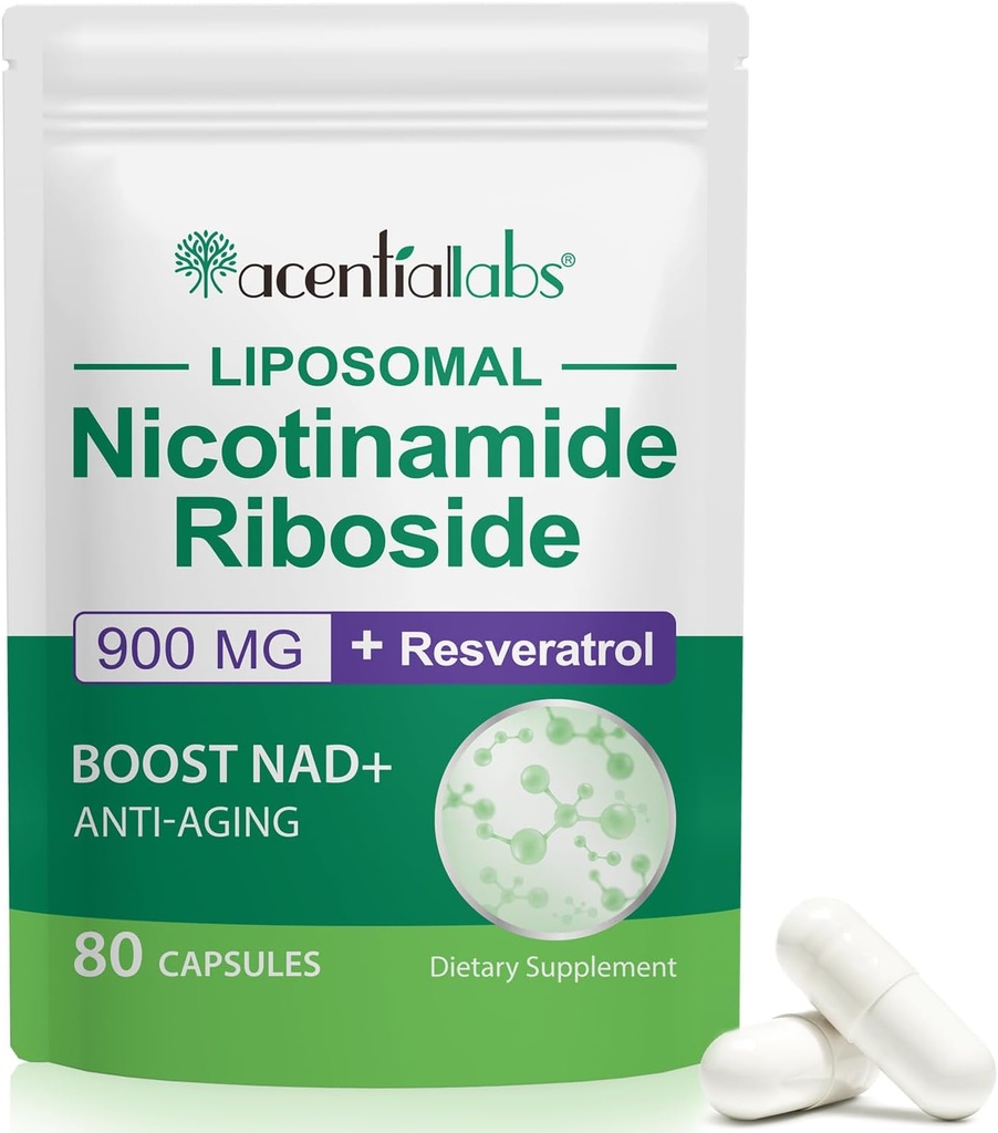 Nicotinamid Riboside 900,Liposomal Resveratrol,Liposomal Nicotinamid Riboside,Resveratrol Supplement,Resveratrol Supplement für Frauen Männer(1Pack/80 Kapseln)