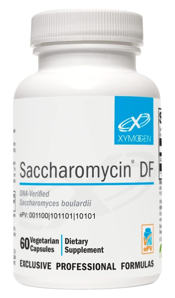 XYMOGEN Saccharomycin 10B - Stomach Acid-Resistant, DNA-Verified Saccharomyces boulardii - Dairy Free Yeast Probiotics for Gut Support & Immune Health - Exly Saccharomycin DF (60 capsule)