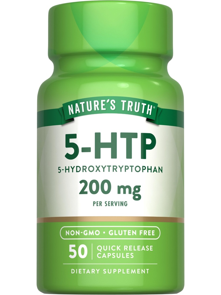 Nature's Truth 5HTP 200mg Kapseln | 50 Count | 5 Hydroxytryptophan | Non-GMO & Gluten Kostenlose Ergänzung