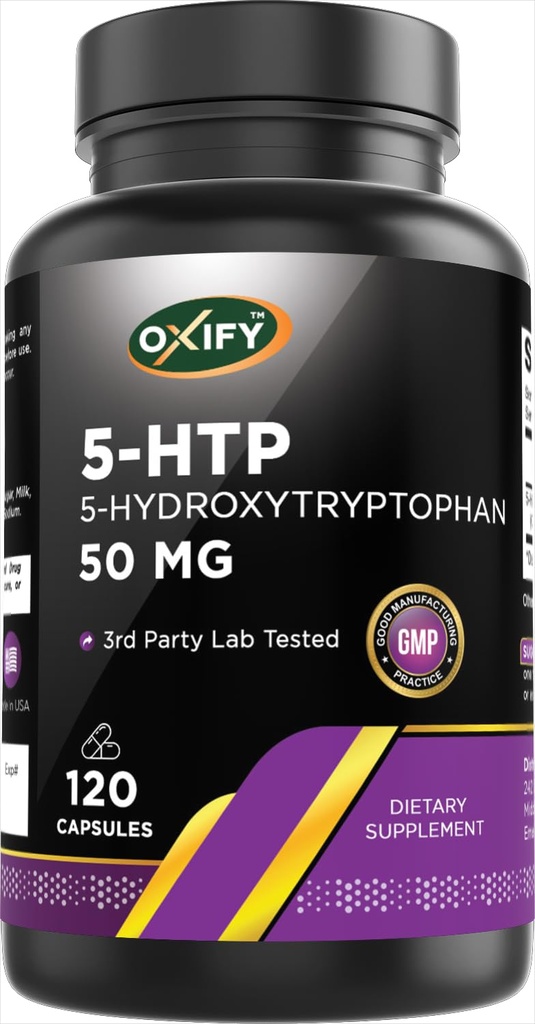 Oxify 5-HTP 5-Hydroxytryptophane 50 mg de 120 capsules sans gluten, sans OGM