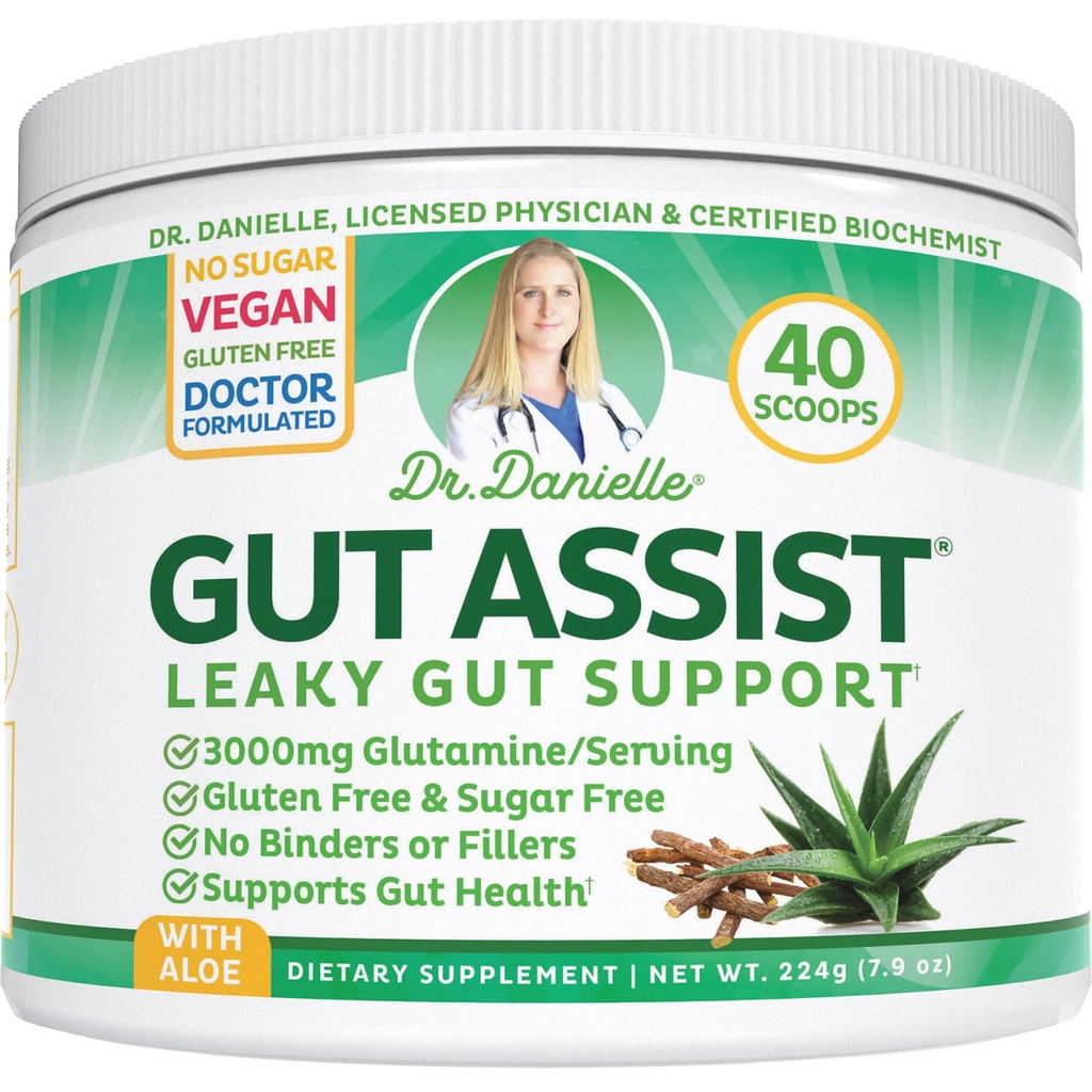Leaky Gut Support Pulver | L-Glutamin Gut Futter Verdauungsgetränk Mischung | Gluten-Free Doctor Crafted Botanical Formel | Gut Assist von Dr. Danielle