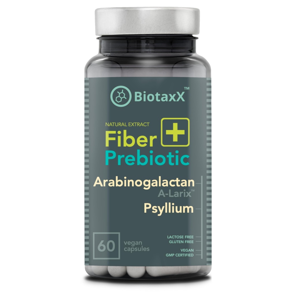 Psyllium Musque (Plantago ovata) + Arabinogalactan ≥95% – 660 mg, 60 Capsules de végétalien – Complexe fibreux