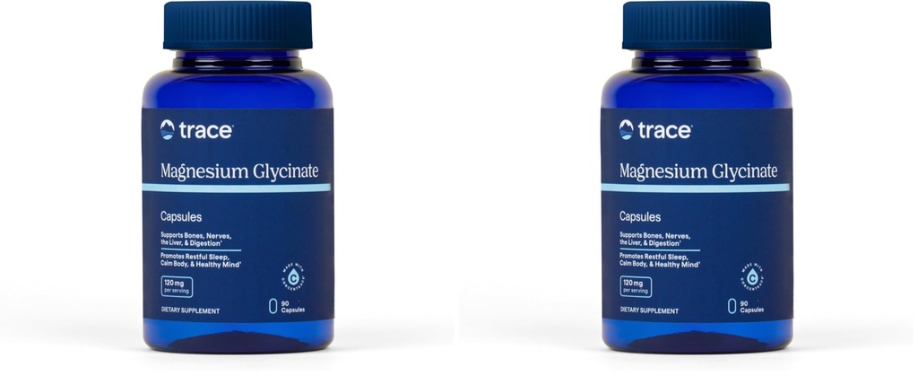 Traccia Minerali Magnesio Glycinate - Gentle Magnesio Glycinate Supplemento per il sonno sano & Relax Support - Mente sana & Energia - Vegan - Gluten-Free - 90 Conte (90 Serve) (Pacchetto di 2)