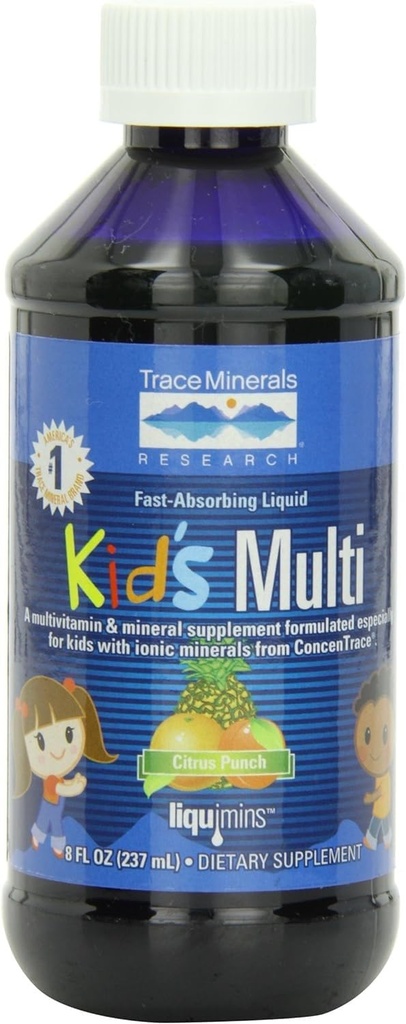 Trace Minerals Kid's Multi - Ganzkörper-Gesundheits-Ergänzung für Kinder - Easy-to-Drink Flüssig-Ergänzung mit essentiellen Nährstoffen - Immun- & Knochen-Gesundheits-Unterstützung - Citrus Punch, 8 fl oz (48 Portionen)
