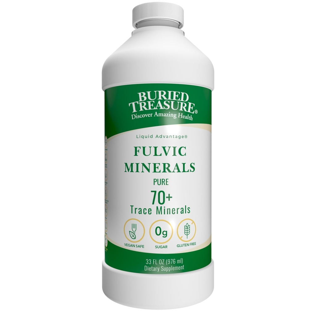 Vantaggio liquido del tesoro sepolto FULVIC MINERALS puro 70+ Minerali di trace 33 oz Integratore alimentare