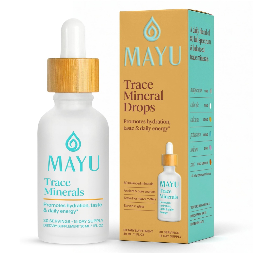 MAYU Trace Mineral Drops - 1 Flasche - 80+ Full-Spectrum Ionic Minerals for Water - Great-Tasting Mineral Supplement for Hydration - Magnesium, Kalium & Zink - Keine Zusatzstoffe - 30 Portionen