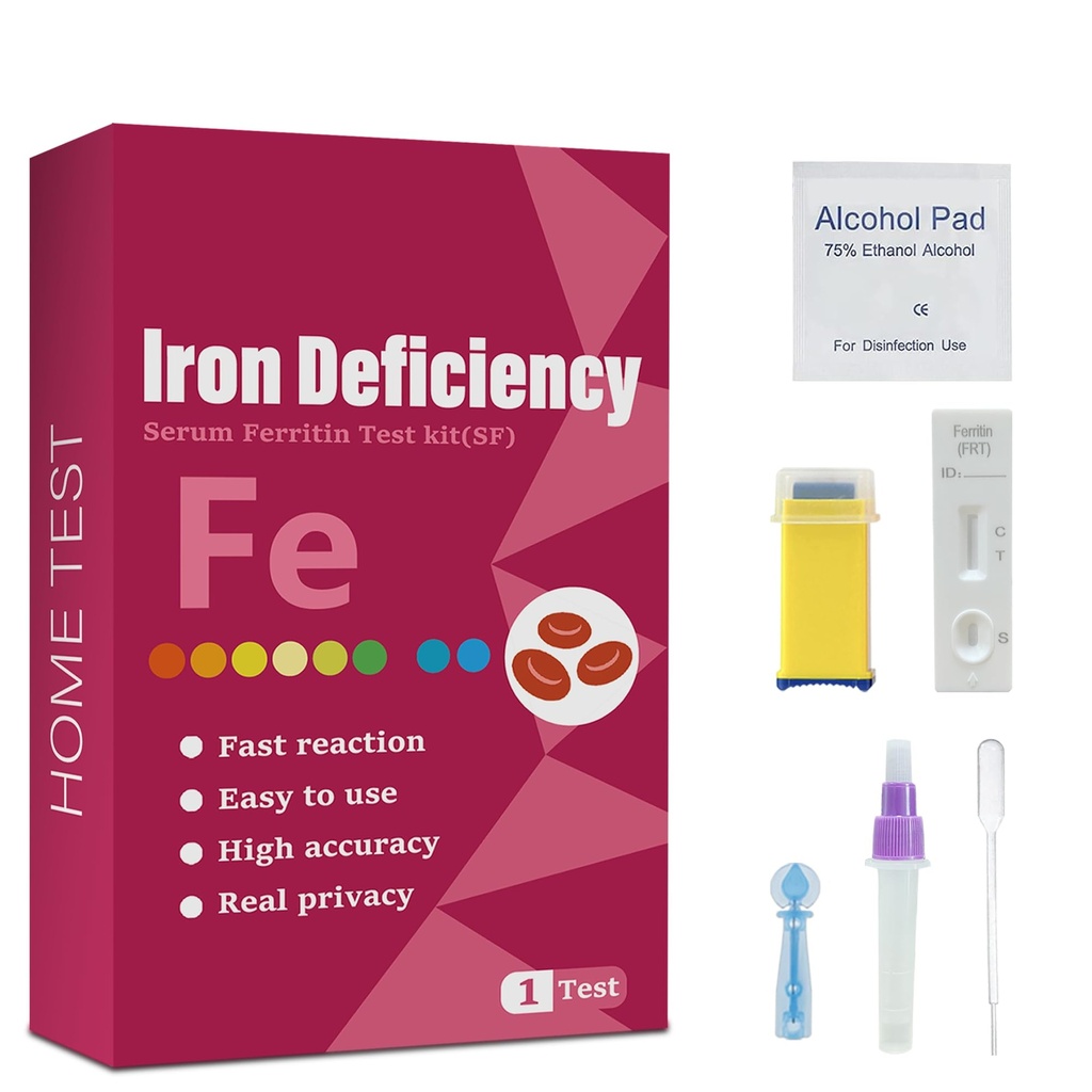 Iron Deficiency Test Kit, geeignet für Kinder und Erwachsene, at-Home Eisen Test Kit für Anämie. Eisen-Test-Kit für schnelle Reaktion und genaue Ergebnisse