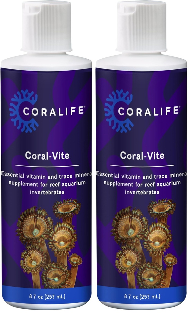 Coralife Saltwater Fish Tank Aquarium Coral-Vite Liquid Essential Vitamina e Trace Supplemento minerale per acquari di barriera, 8 oz (Pack of 2)