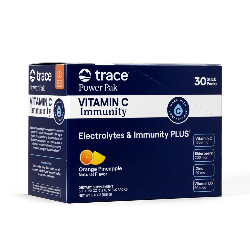 Trace Minerals Power Pak + Immunität Vitamin C Pulver- Orange Ananas 30 CT