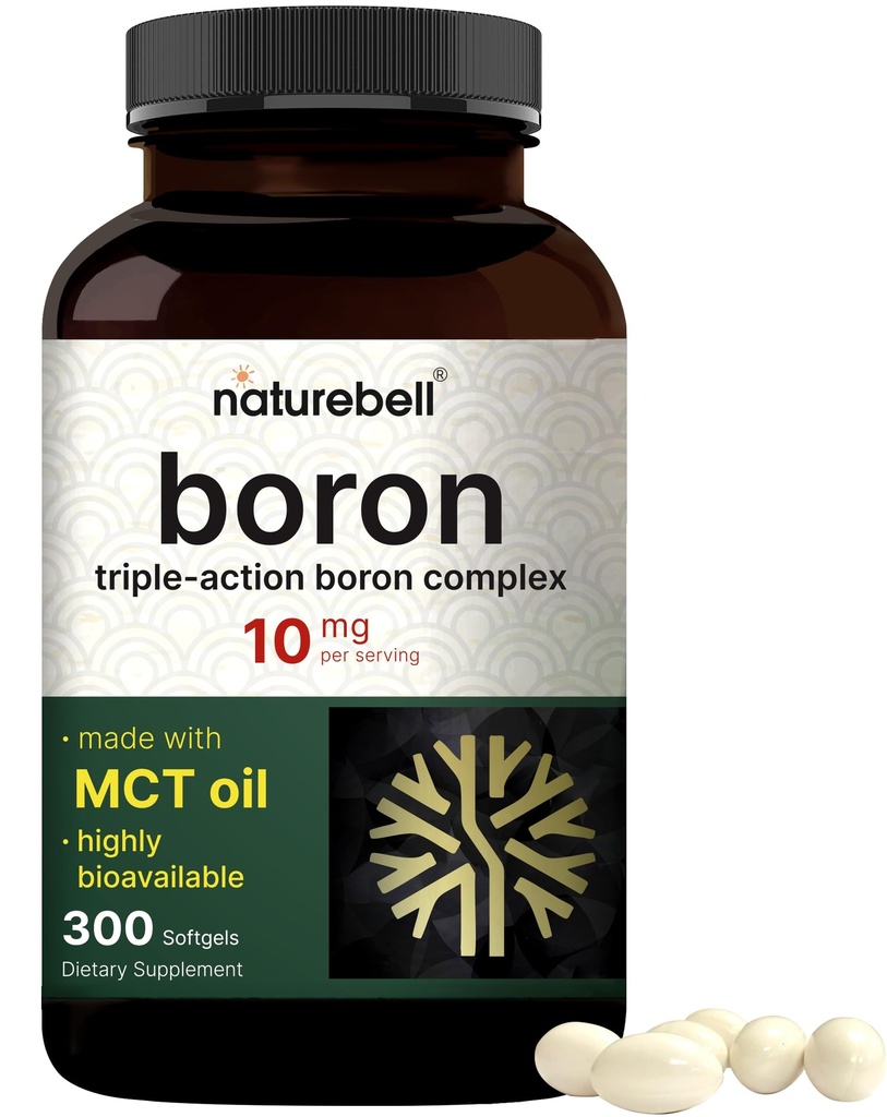 Boron 10mg, 300 Softgels avec de l'huile MCT.