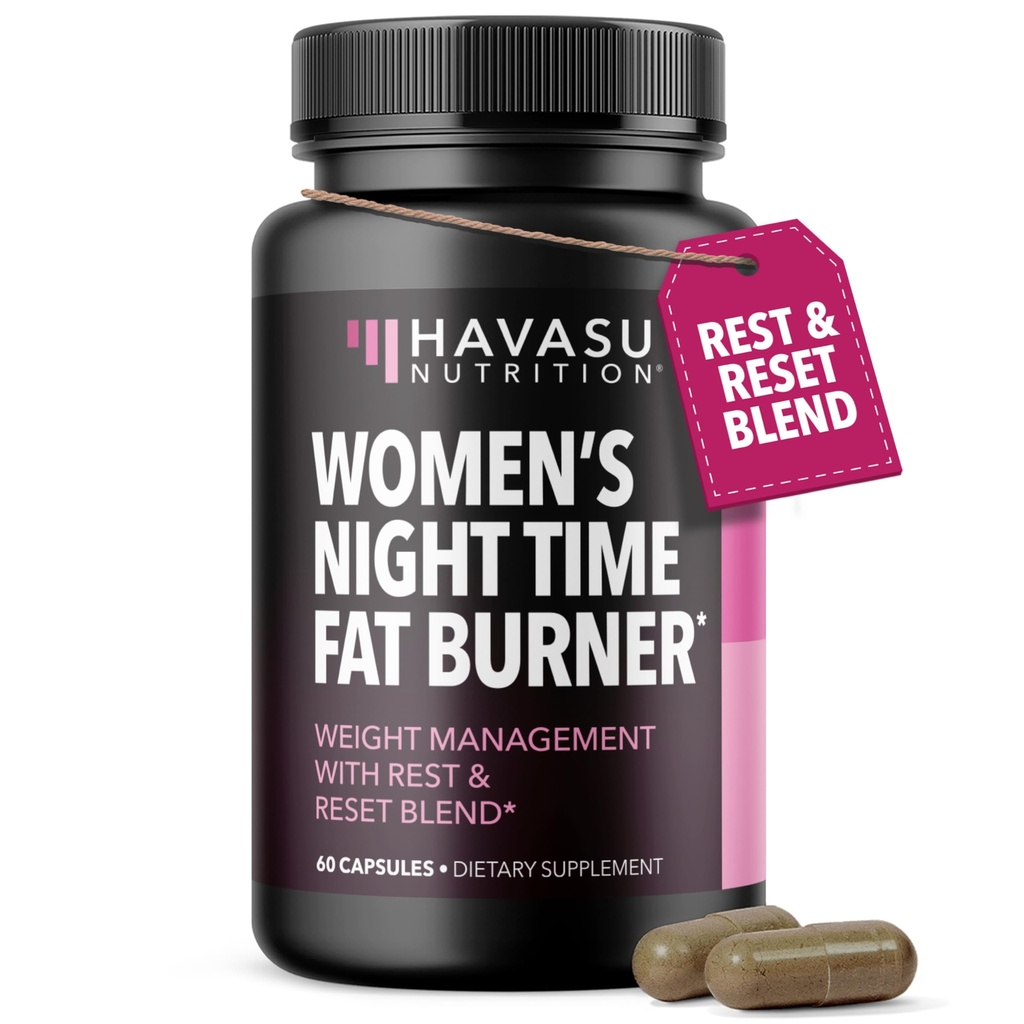 Bruciatore grasso di notte per le donne - Appetite Suppressant per la perdita di peso - 60 Conte - Metabolismo erbe Booster con Melatonina per il sostegno al sonno - Vegan, capsule non OGM - 2 Mesi di alimentazione