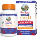 MARYRUTH'S Organic Vitamin D3 Gummies | 1000 IU | USDA Organic | Immune Support| Bone Health | Muscle Function | for Adults & Kids Ages 2+ | Vegan | Gluten Free | 2 Month Supply | 60 Count