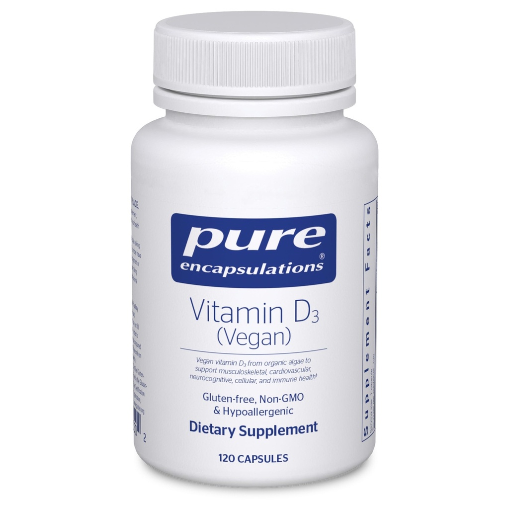 Encapsulations pures Vitamine D3 Végétalienne Soutien pour la santé musculo-squelettique, cardiovasculaire, neurocognitive, cellulaire et immunitaire*