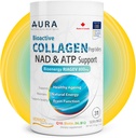 AURA VERISOL® Poudre de collagène bioactif Peptides® avec boosters brevetés NAD+ et ATP, système de rajeunissement cellulaire avancé, vieillissement en santé et réparation de l'ADN, non aromatisé, fabriqué au Canada, 31 portions.