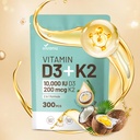 VivoNu Vitamin D3 K2 10000 IU mit MK7-300 Virgin Coconut Oil Softgels, 2 in 1 Vitamine D & K Complex | Vitamina D3 con K2 ((1Bag)