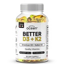 Organics Ocean Better D3 + K2-100 % Organic VIT D3 et K2 suppléments avec biodisponibilité maximale - supporte la densité osseuse, équilibre calcique, immunité et humeur - 1-paquet, 30 jours d'approvisionnement