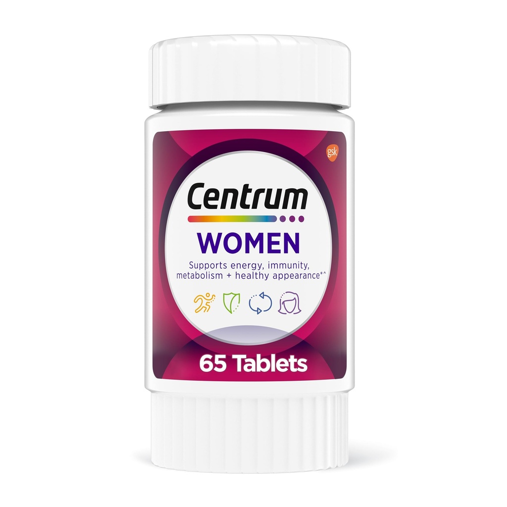 Centrum Multivitamina per le donne, Multivitaminico/Multiminerale Supplemento con Ferro, Vitamina D3, B Vitamine e Vitamine Antiossidanti C ed E, Gluten Free, Ingredienti Non OGM - 65 Conte