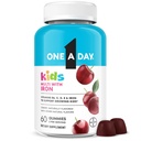 Un giorno bambini multivitaminici con gommola di ferro, vitamina D, vitamina C, E, zinco per il supporto immunitario, vitamine gommose, bambini multivitaminici Gummies con ferro, Cherry Flavor, 60 conte (paccheggio May Vary)