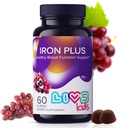 LIVS Supplément en fer pour les enfants avec vitamine C, A, B3, B5, B6, B12, Biotine, Zinc et Folate.