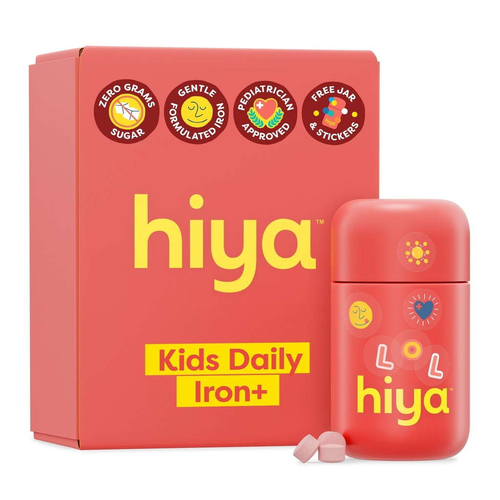 Hiya Iron+ Ergänzungen für Kinder - Hohe Absorption Eisen Beilage - Delicious Erdbeer Flavor &amp; Easy on Children's Stomach - No Added Sugar & Third Party Getestet - 30 Tage Nachfüllversorgung für Kleinkinder