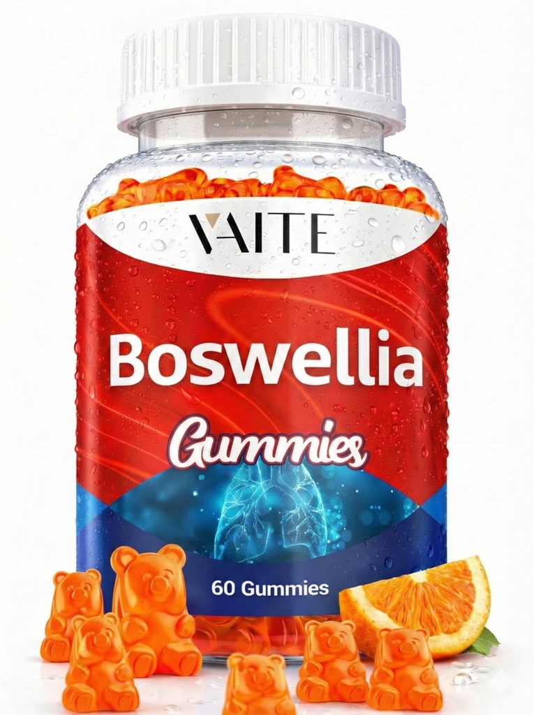 VAITE Boswellia Serrata Gummies 1200mg - Estratto di incenso indiano con acido boswellico, integratore a base di piante, formula di supporto comune per la salute, non OGM, senza glutine, senza zucchero, 60 Chewables