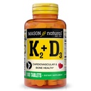 MASON NATURAL Vitamin K2 + D3, 100,Day Supply, with Calcium for Normal Bone and Muscle Support, Tablets