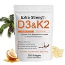 D3 K2 Vitamin 10000 IE, Extra Strength Wellness D3K2 mit Triple Magnesium & Coconut Oil für maximale Absorption, Unterstützung Knochen & Immune Health, Non-GMO, Einfach zu schlucken, 200 Softgels