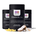 Vitamina D3+K2 con olio di cocco - Vitamina Vegan D 5000 IU & MK7 Vitamina K 110mcg per Bone, Supporto cardiaco e immunitario, Non OGM, Terze Parti Testata, Soia Free, Alta Assorbimento 60 Veggie Softgels