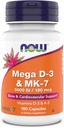 Maintenant Suppléments, Mega D-3 & MK-7, 5000 UI / 180 mcg, Bone & Cardiovascular Support*, Vitamines K-3 & K-2, 180 Capsules