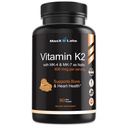 Vitamina K2 Supplemento - Full Spectrum Vitamin K2-MK7, MK4 & Vitamina D - K2 ad alta resistenza funziona con vitamina-D3 - Vitamin-K 600mcg - Supporta la salute del chiodo - 90 capsule
