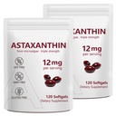 2 Pack Astaxantina 12mg, Premium Astaxantina Antiossidante Integratori con Attività Antiossidante, Supporta Occhio, Immune, Salute Della Pelle, Circolazione Interna