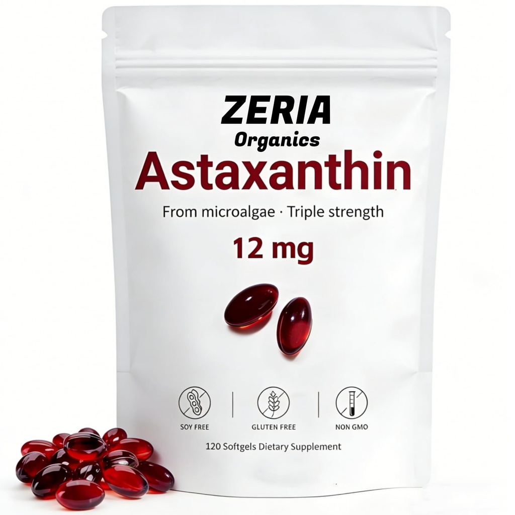 Astaxanthin 12mg, compléments naturels d'astaxanthin Algae, 120 Softgels 4-Mois