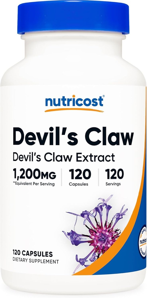 Nutricost Devils Claw 1200mg Équivalent, 120 Capsules - Véggie Caps, Non-OGM, Sans gluten et Végétarien Friendly