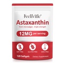 Premium Astaxanthin Ergänzungen 12mg 120 Softgels, Astaxanthin Antioxidans Ergänzung für Augen, Haut, Gelenk, Gehirn, Frische Mikroalgen Quelle für Herz und Immunsystem Gesundheit
