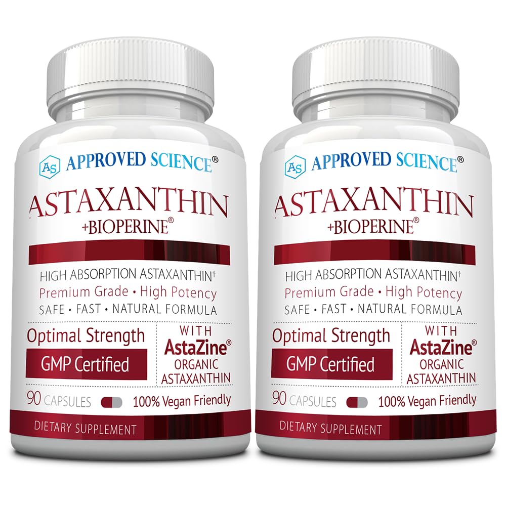 Genehmigtes Science® Astaxanthin 12 mg - Extra Strength Antioxidant - Unterstützt Herz, Augen, Haut - 180 Vegan Kapseln - 6 Monate Versorgung
