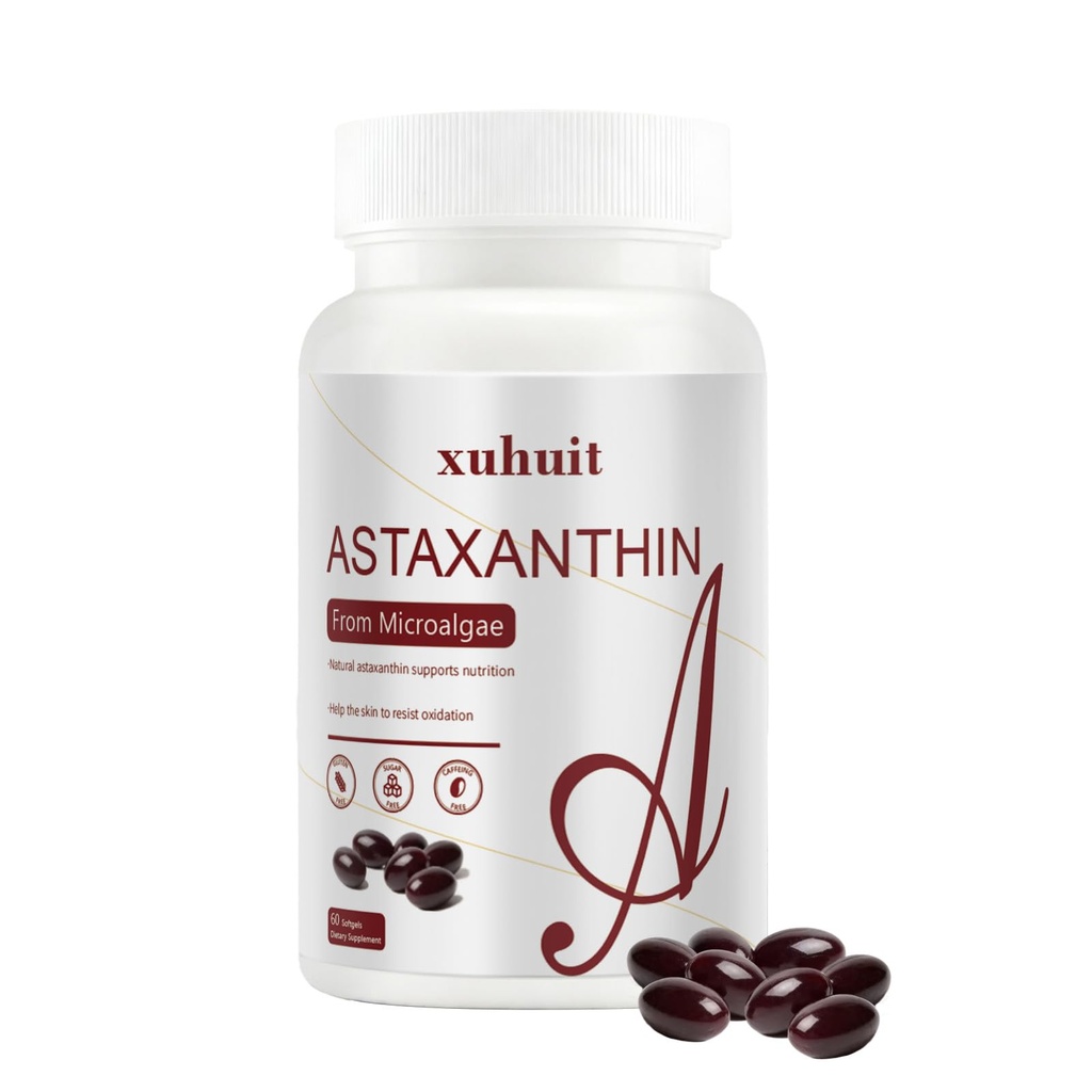 Astaxanthin 12mg Softgels, 120 Zähler für 4 Monate Versorgung, Natürliche Antioxidante Ergänzung von Algae, Sojafrei, einfach zu schwalben (01)