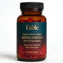 Fable Astaxanthin 12mg mit Phospholipiden - 5X Absorption, Natürliche Mikro-Algen Sourced Antioxidans für Haut, Augen & Herz Gesundheit, 60 Zähler