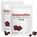 2pack Astaxanthin 12mg, 120 Softgels, Max Strength Antioxidant mit Kokosöl, Natürliche Formel, hohe Absorption für Augen- und Hautunterstützung, Natürliche Formel, Non-GMO, Glutenfrei