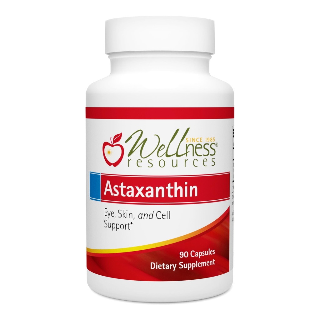 Wellness Ressourcen Astaxanthin 6 mg | Wholefood Microalgae Haematococcus Pluvialis | High Potency Whole Algae Astapure | Astaxanthin Nahrungsergänzungsmittel | 90 Kapseln
