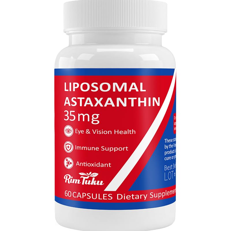 35mg Liposomal Astaxanthin Supplement - Leistungsstarke Antioxidante Unterstützung für Haut, Gelenk- und Augengesundheit - Natürliche Anti-Aging-Formel mit reinem Astaxanthin - Vegan, Non-GMO, 60 Kapseln