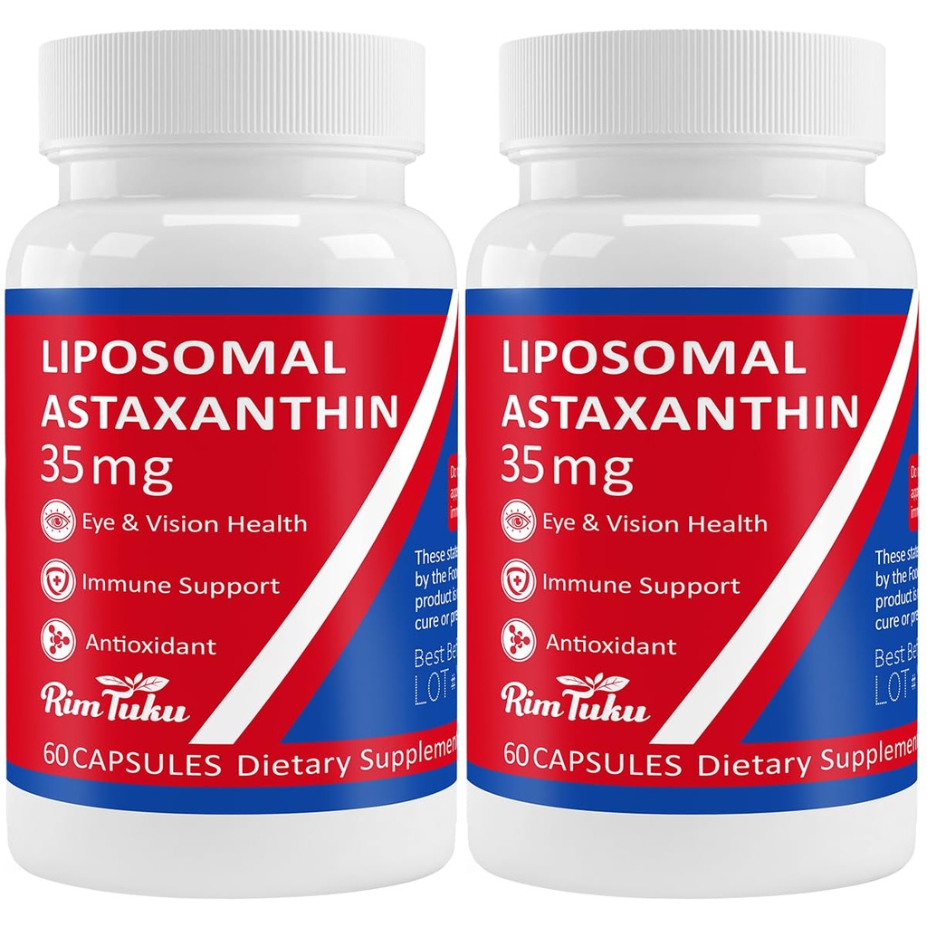 35mg Liposomal Astaxanthin Supplement - Leistungsstarke Antioxidante Unterstützung für Haut, Gelenk- und Augengesundheit - Natürliche Anti-Aging-Formel mit reinem Astaxanthin - Vegan, Non-GMO, 120 Kapseln