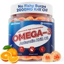 Liposomal Antartico Krill olio Omega 3 Gummies 2000mg - Cellular Level Absorption Omega-3 con EPA, DHA & Astaxanthin - Antiossidante & Brain Support - Integratori di olio di pesce alternativa - 60 conteggio